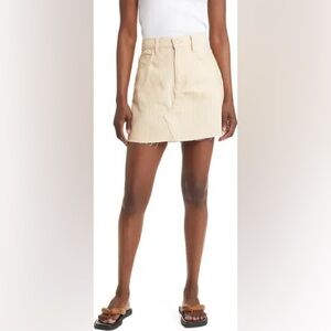 Frame Denim Striped Skirt Size 29 Tan White Women’s High Rise‎ Raw Hem